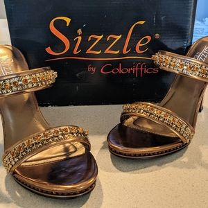 Gold Rhinestone heels Sizzle by Coloriffics sz6 used